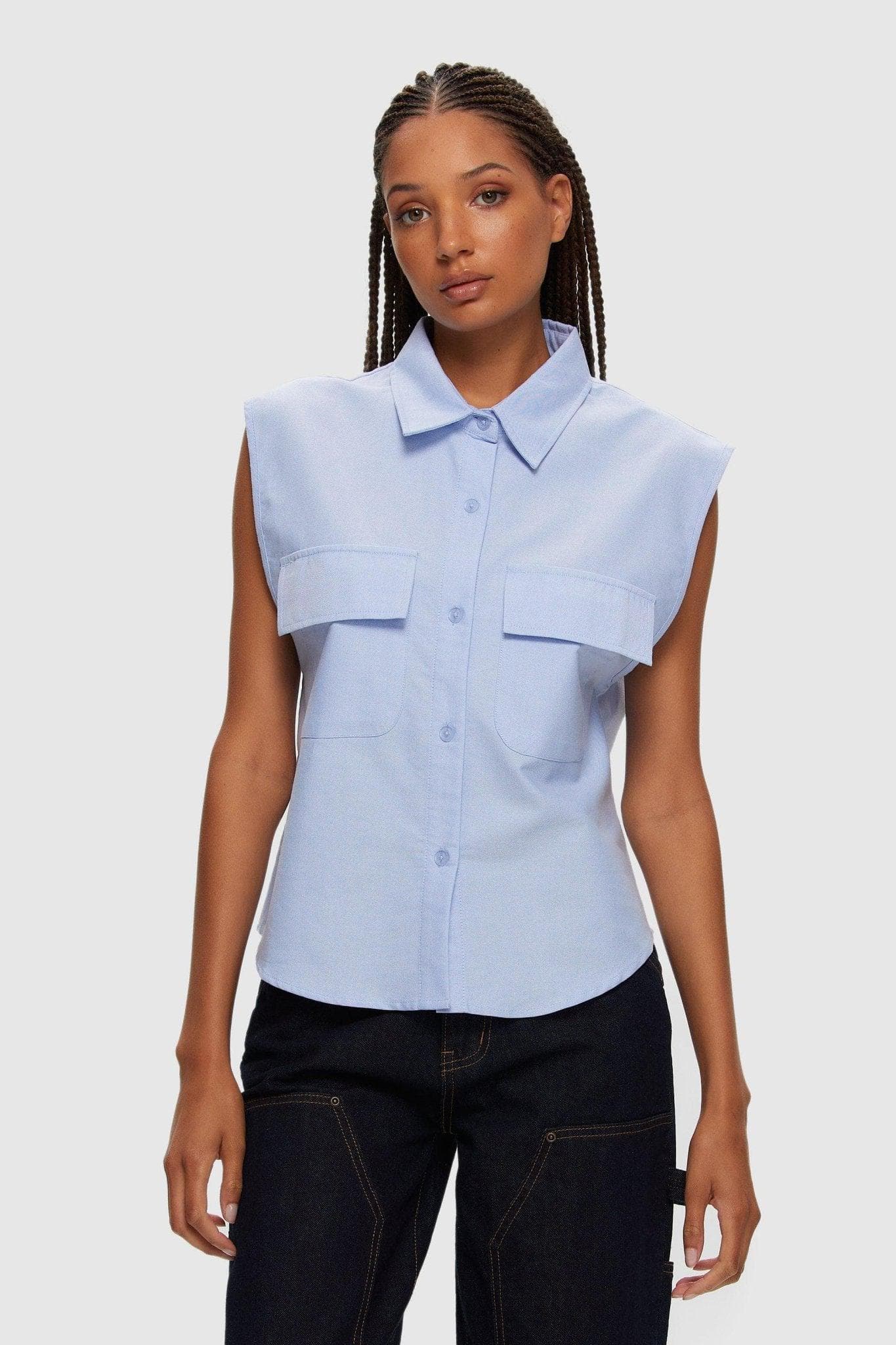 Sleeveless Oxford Shirt