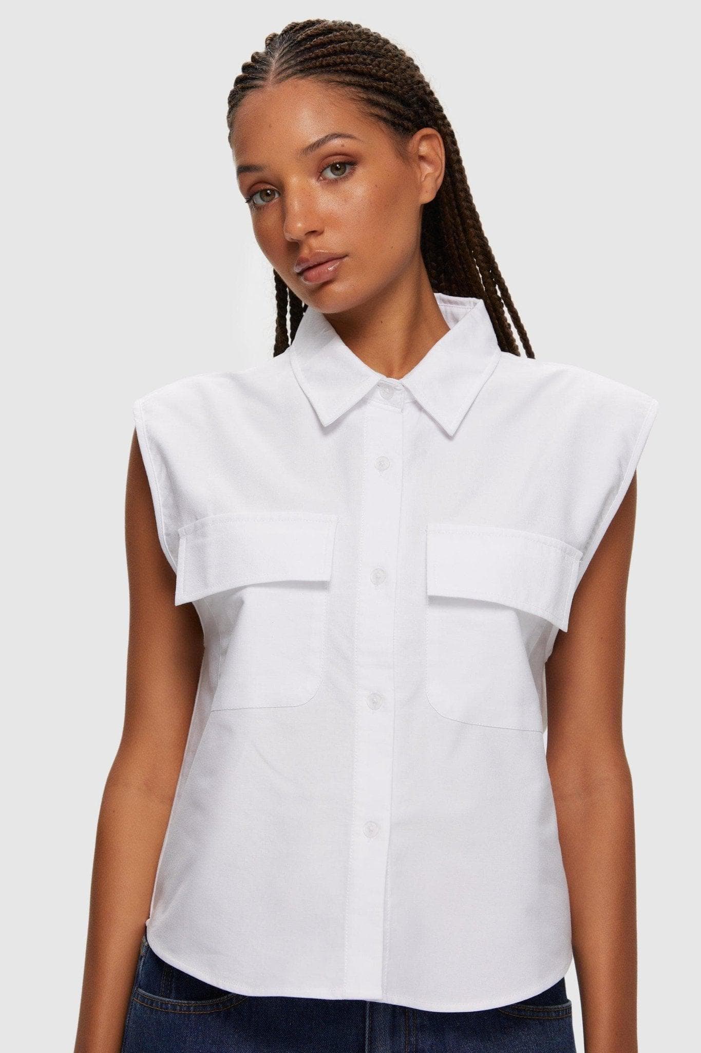 Sleeveless Oxford Shirt