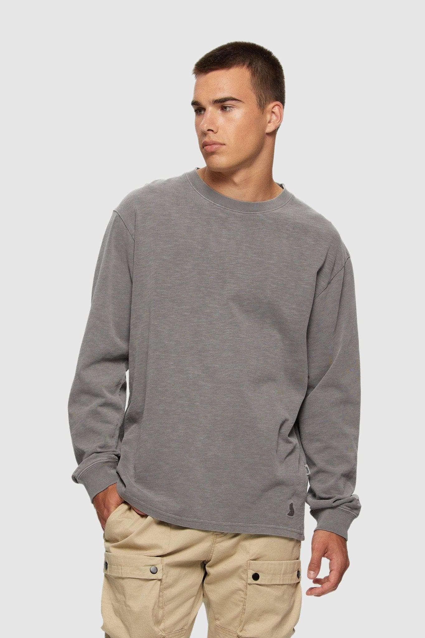 Invisible Zip Long Sleeve Chateau Grey⎪KUWALLA TEE