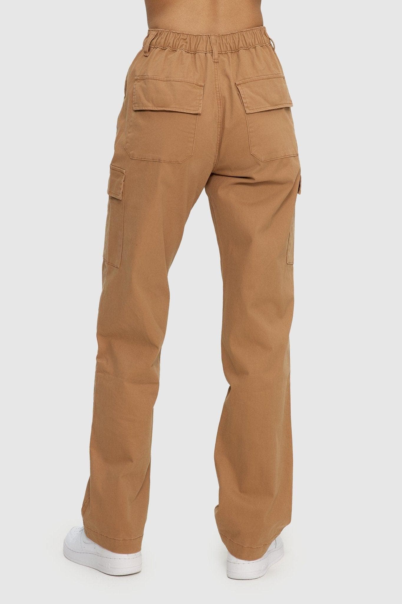 low rise casual cargo pants with elastic back waist band – ue inc.