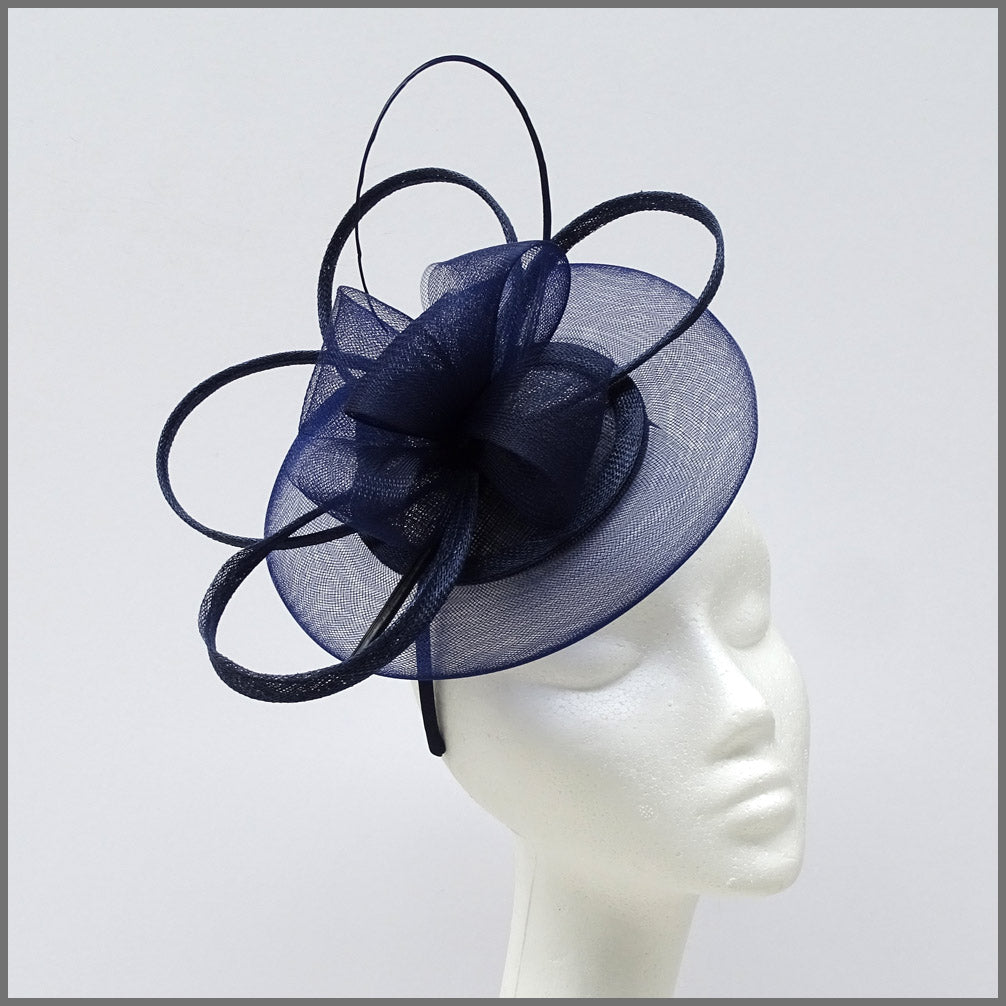 navy disc fascinator