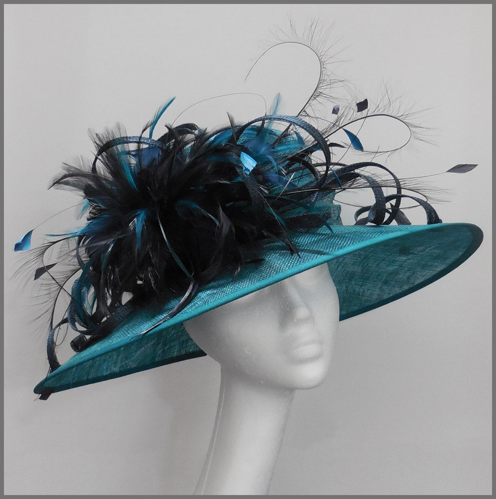 Bride Wedding Hat in Navy \u0026 Teal 