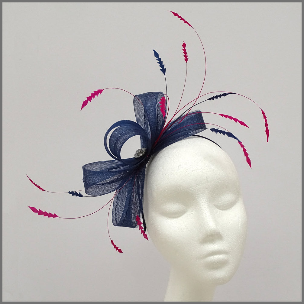 navy and fuschia fascinators