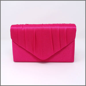 Women's Fuschia Pink Satin Clutch Evening Bag | Jacqui Vale Designs