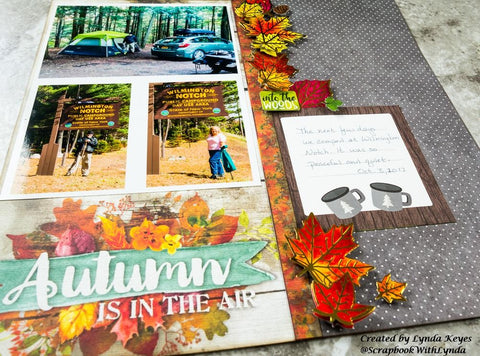 Fall scrapbook page showing dimension of stickers