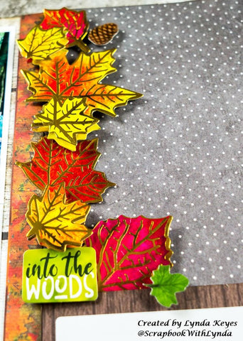 More autumn leaf 3D scrapbook stickers added to page