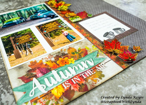 Fall scrapbook page image taken at an angle from the lower left hand corner