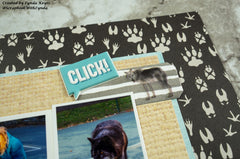 close-up of wolf sticker in scrapbook layout