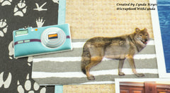 close-up of wolf sticker in scrapbook layout