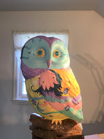 Fancy the owl painted and bright gem eyes