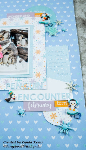 detailed view of right side of scrapbook page featuring the layering of embellishements