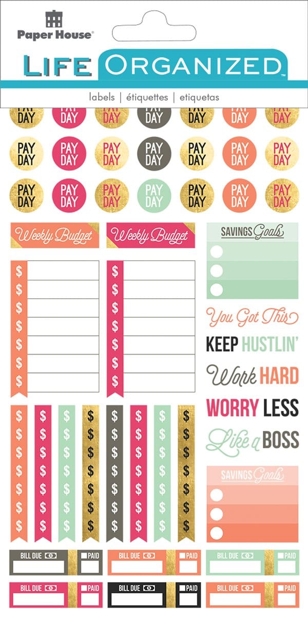 horizontal budget planner stickers