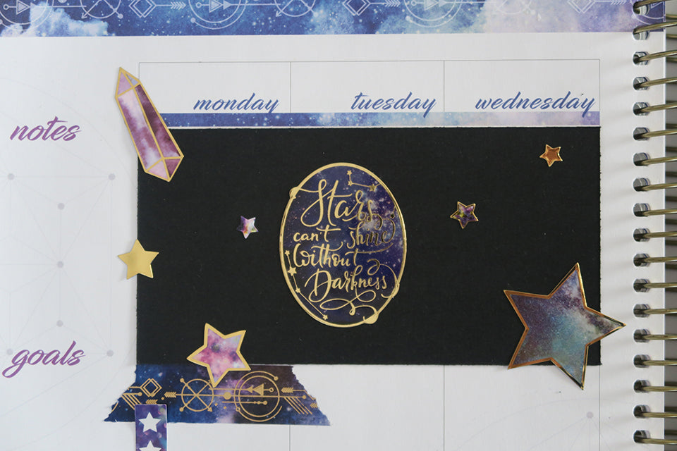 celestial themed planner spread