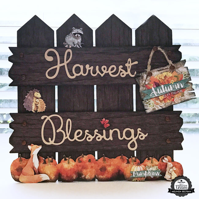 Harvest Blessings Fall Home Decor Fence Sign Paper Crafting Deco