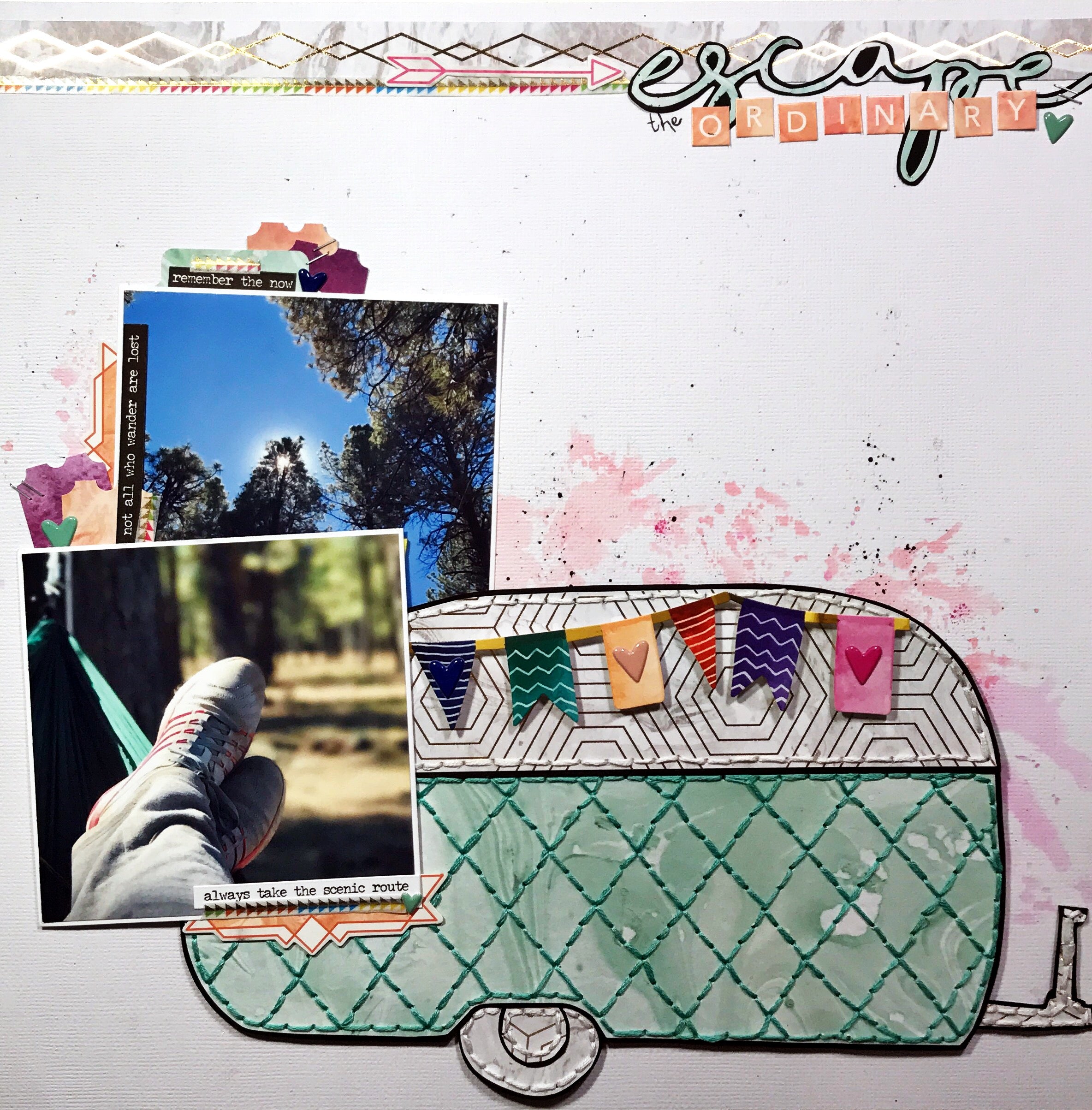 Camping Scrapbooking Layout Featuring 12x12 Paper Pad Details