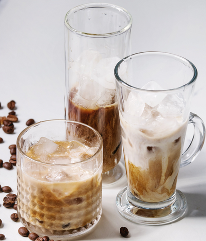 3 Colorado Bulldog cocktails with coffee beans decor