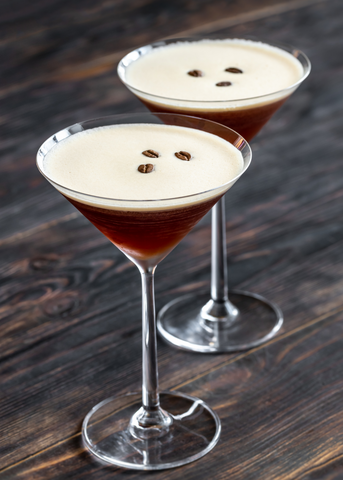 two fixer upper cocktails with coffee bean garnish