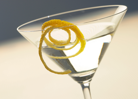 tuxedo cocktail with lemon peel garnish