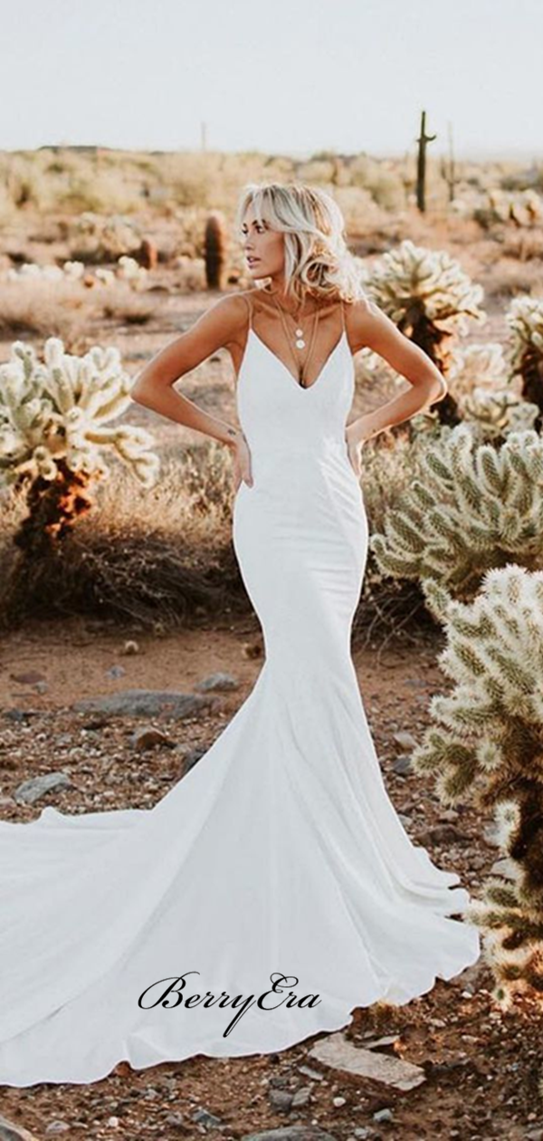 mermaid wedding dress spaghetti straps