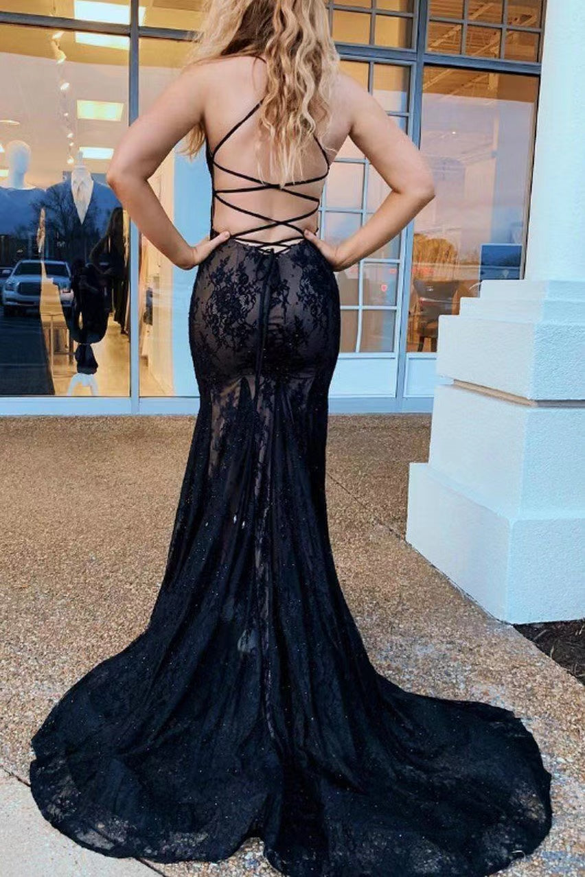 black lace mermaid prom dresses 2022