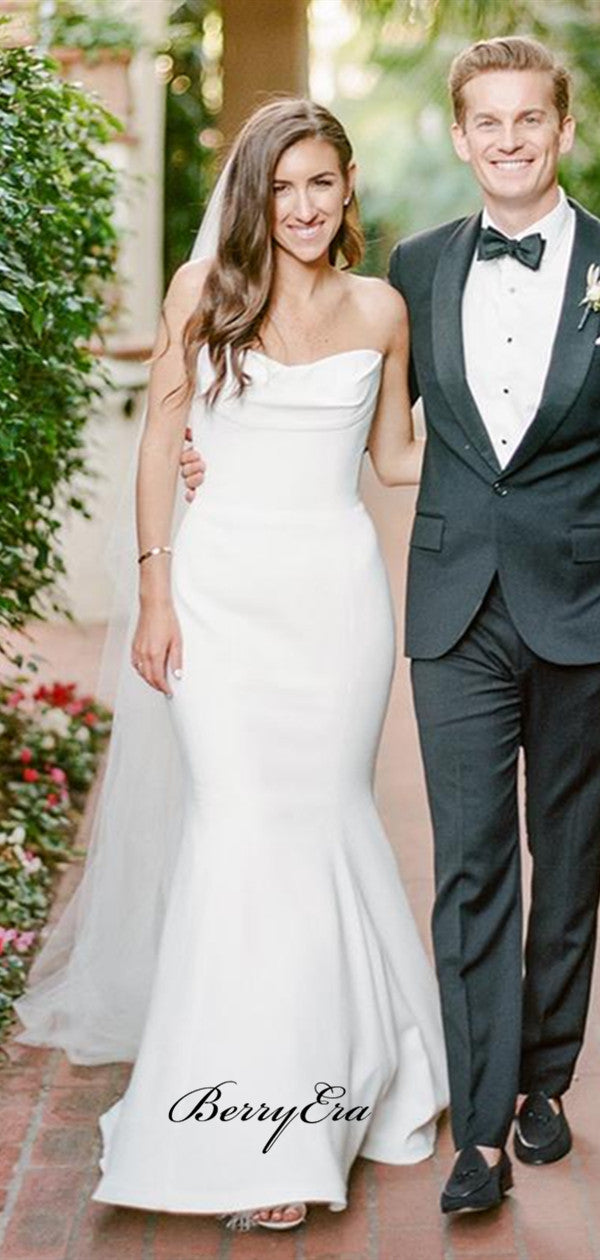 simple strapless wedding dress