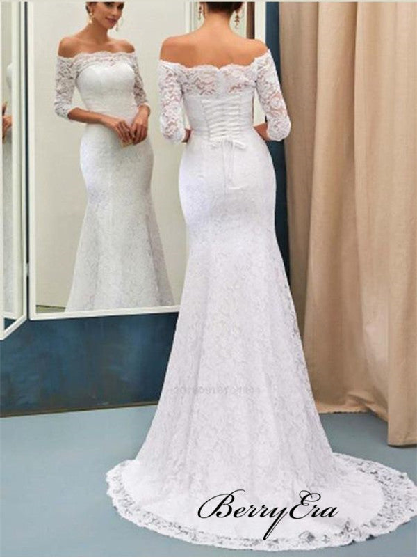 mid sleeve wedding dress