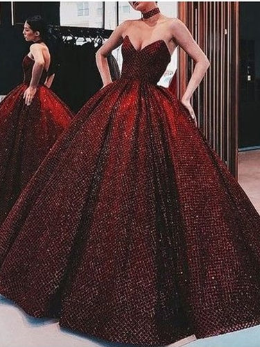 red sequin ball dress
