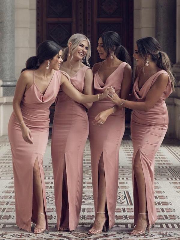 dusty rose mermaid bridesmaid dresses