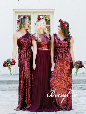 maroon sequin bridesmaid dress