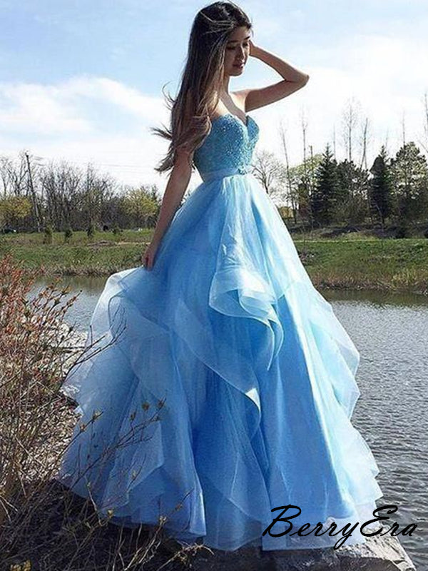 blue modest prom dresses