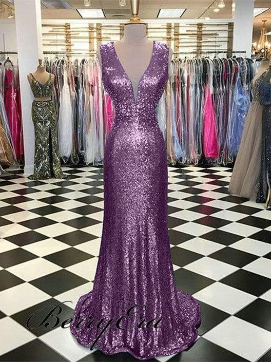 purple sparkle prom dress