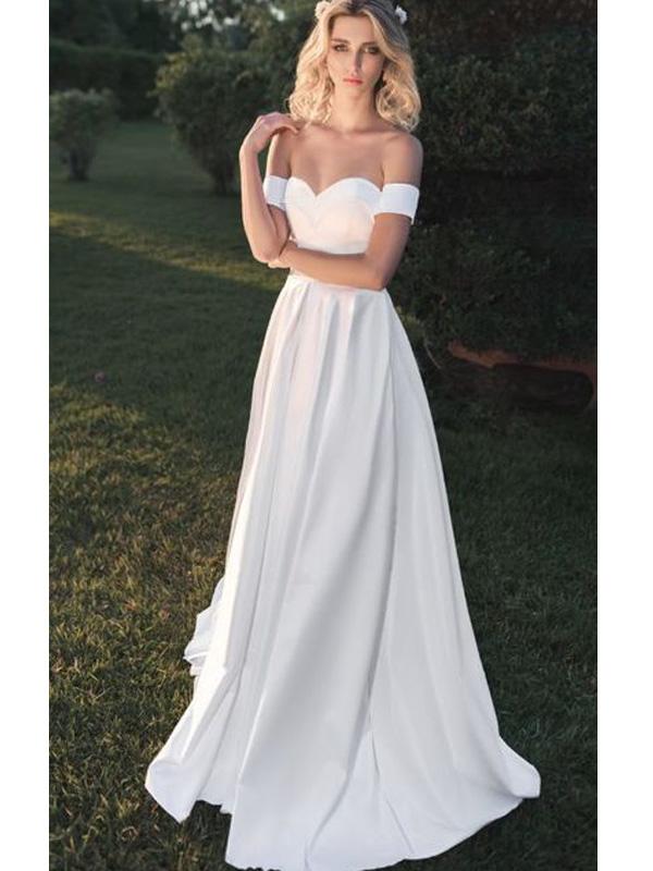 off white satin wedding dresses