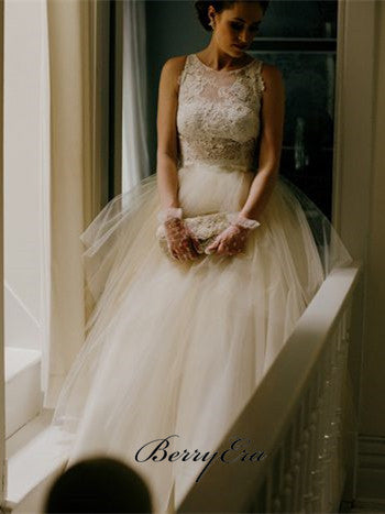 lace top tulle skirt wedding dress