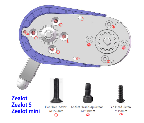 Bolts for Zealot, Zealot S and Zealot Mini Motor