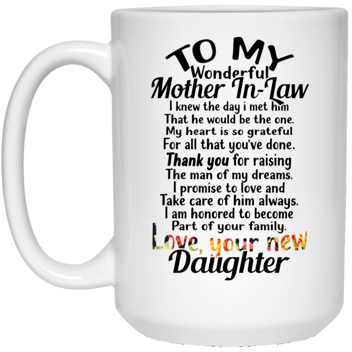 thank you for being my mother in law mug