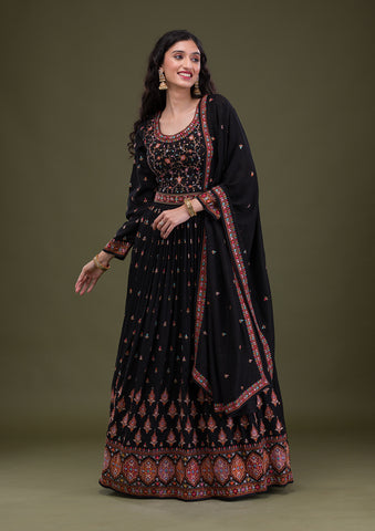 koskii black threadwork georgette designer salwar suit ssrm0033844 black 1 2 large
