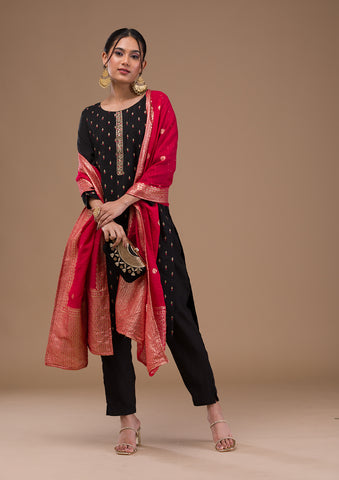 Yoke Design Flared Sleeves Kurta With Salwar – Inddus.com