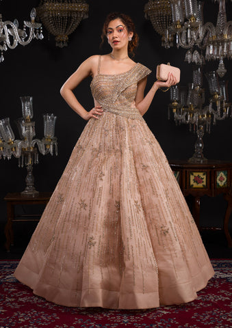 Designer Gown With Dupatta At best price - Evilato
