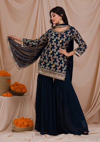 Buy Powder Blue Polyester Straight Kurta Salwar Suit Set (Kurta, Salwar,  Dupatta) for INR6995.00 | Biba India