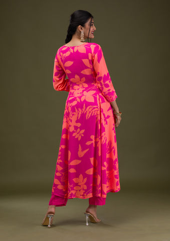 koskii ranipink printed semicrepe designer salwar suit ssrm0034077 rani pink 1 3 large