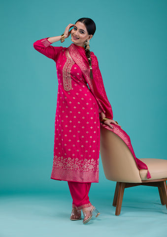 Outstanding Pink Embroidered Trendy Salwar Suit -