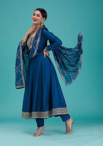 Buy online Blue Cotton Blend A-line Ethnic Dress from ethnic wear for Women  by Juniper for ₹1029 at 59% off | 2024 Limeroad.com