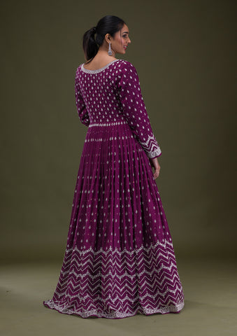 Decent Dark Brown Printed Anarkali Style Designer Gown Design For Girls –  Kaleendi