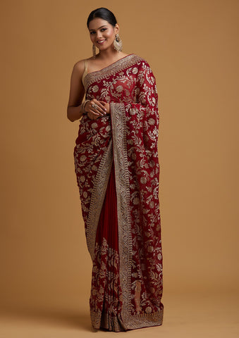 Precious Maroon Soft Banarasi Silk Saree With Wonderful Blou