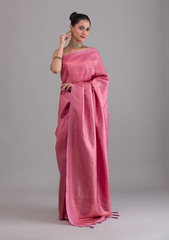 Onion-Pink Abaya Dress With Attached Shrug And A Matching Belt In Contrast  Colours. - Mushkiya - 3095481