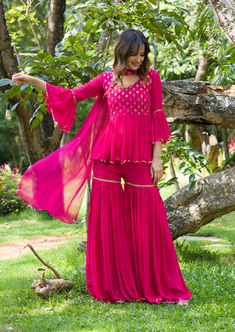 koskii rani pink gotapatti georgette designer salwar suit ssrm0019241 rani pink 1 large