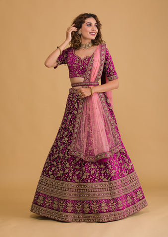 Buy Sabyasachi maroon lehenga choli Online from EthnicPlus for ₹ 2999