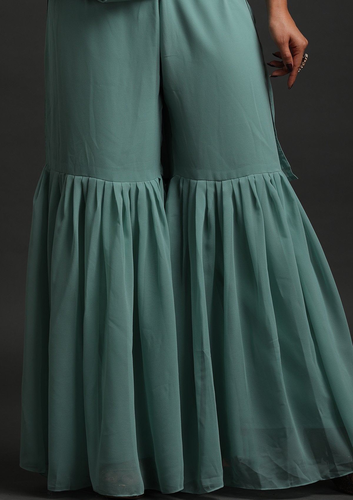 Pista Green Mirrorwork Georgette Designer Salwar Suit – Koskii