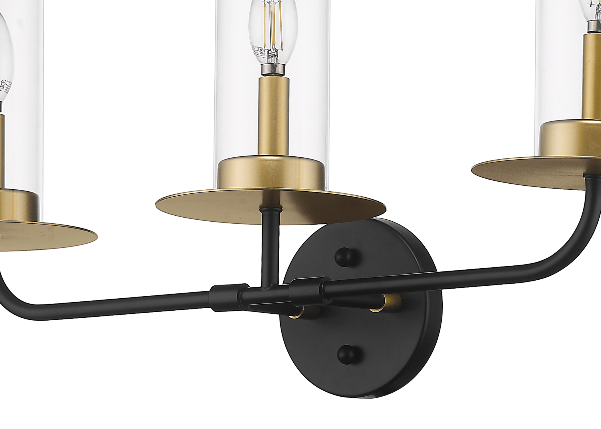 Aura 3-Light Black & Gold Vanity Light Fixture Wall Sconce for Bathroom