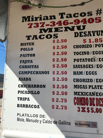 taco truck menu